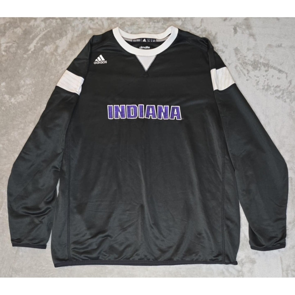 Adidas Windbreaker Jacket Mens XL Black Purple Climalite Indiana Pullover